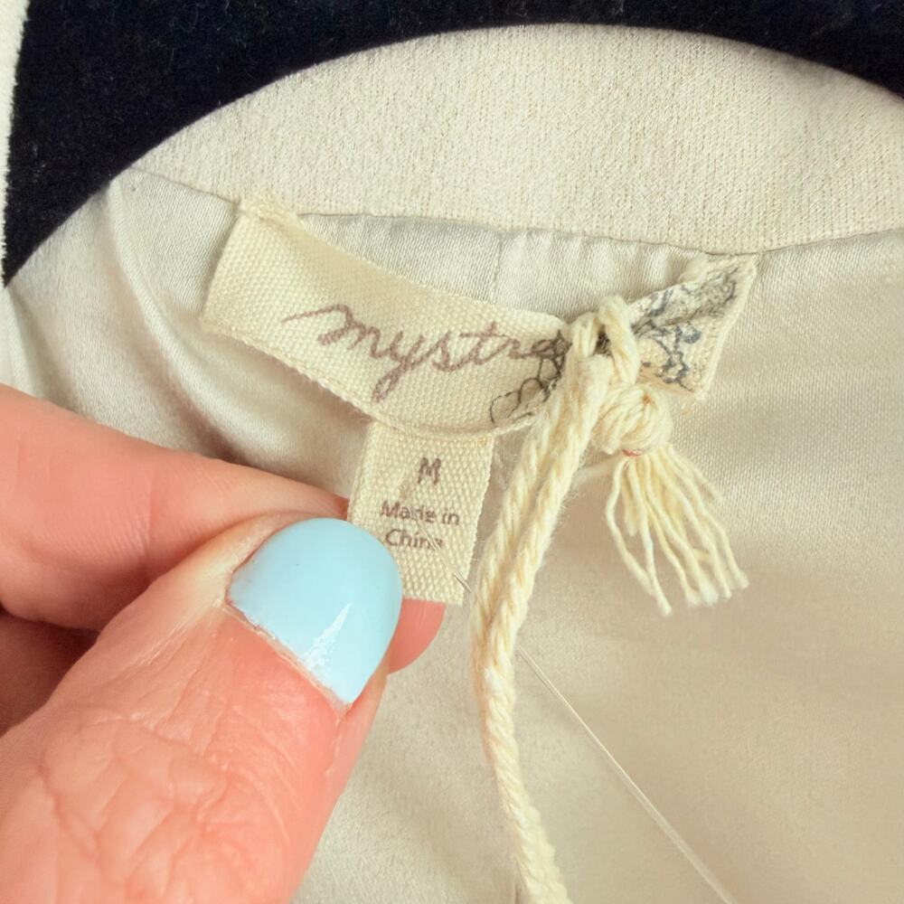 Fringe Vest NWT Faux Suede Longline Cream Western Boho Sleeveless Jacket Women M - Picture 5 of 8